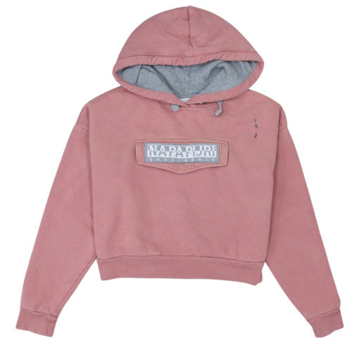 Napapijri Womens Pink Hoodie M Hooded Pullover Logo Sweatshirt
