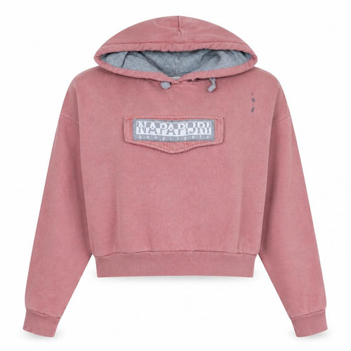 Napapijri Womens Pink Hoodie M Hooded Pullover Logo Sweatshirt