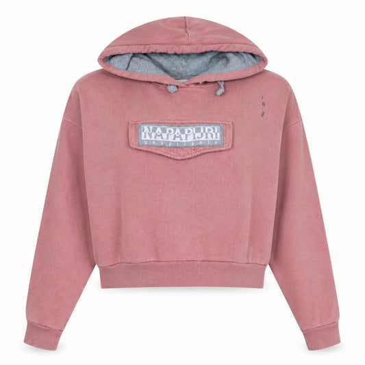 Front view of Napapijri women’s pink hoodie m hooded pullover logo sweatshirt