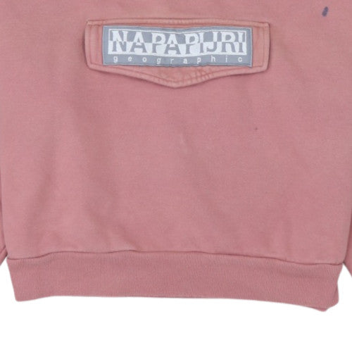 Napapijri Womens Pink Hoodie M Hooded Pullover Logo Sweatshirt