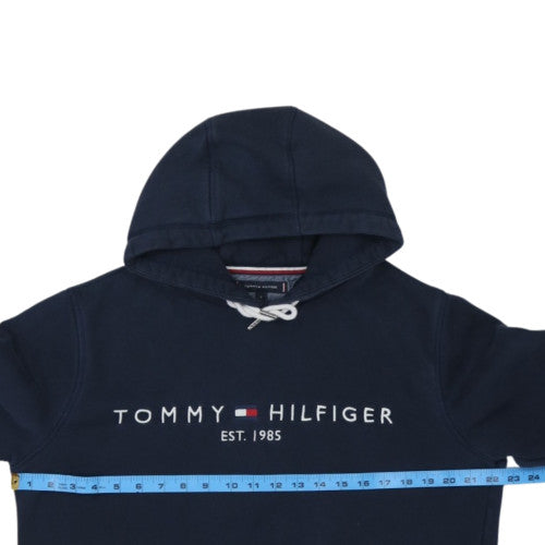 Tommy Hilfiger Men Navy Blue L Pullover Hoodie with Logo Print