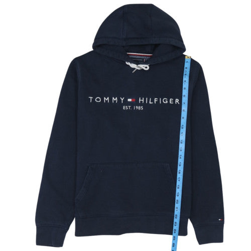 Tommy Hilfiger Men Navy Blue L Pullover Hoodie with Logo Print