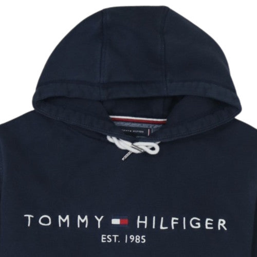 Tommy Hilfiger Men Navy Blue L Pullover Hoodie with Logo Print