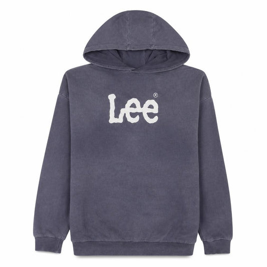 Front view of Lee women’s grey pullover hoodie, size UK 8, 100% cotton casual sweatshirt