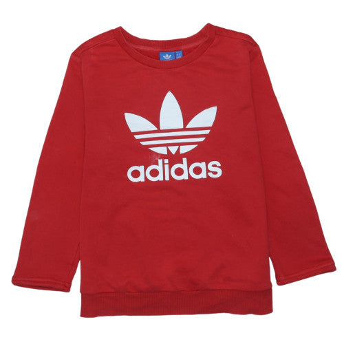Adidas Women Red Crew Neck Pullover Sweatshirt Size 10