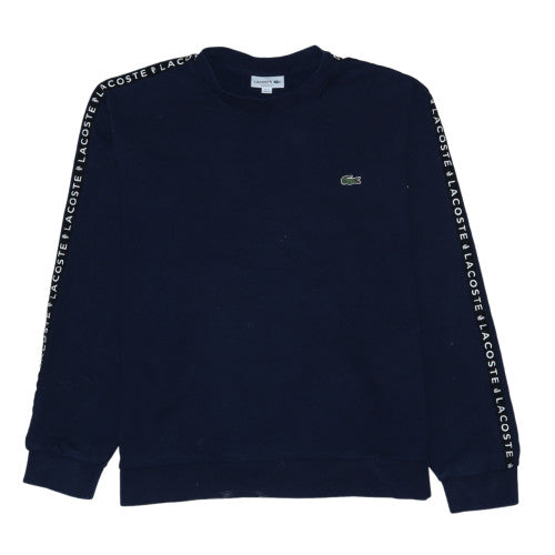 Lacoste Men's Blue Logo Tape Crew Neck Sweatshirt Size L