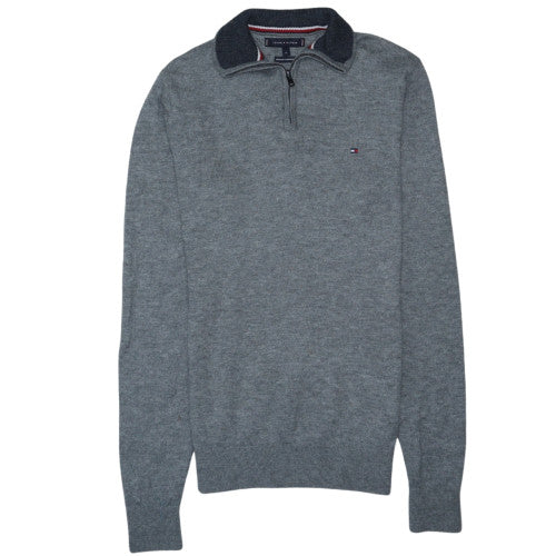 Tommy Hilfiger Men's Grey Wool 1/2 Zip Jumper Size M
