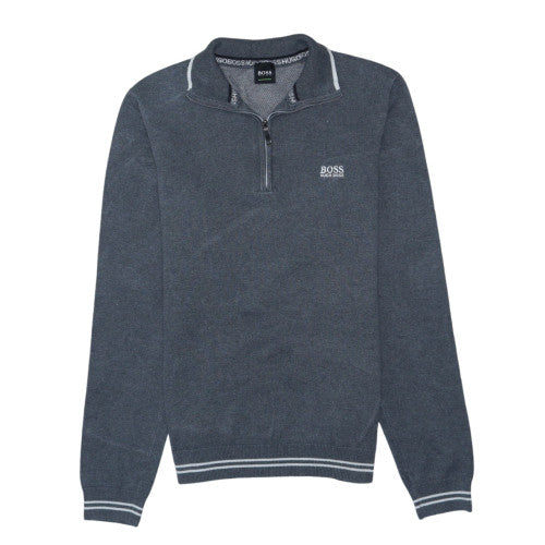 Hugo Boss Men's Grey Cotton 1/2 Zip Jumper Size S