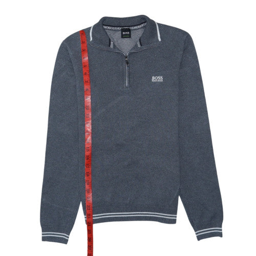Hugo Boss Men's Grey Cotton 1/2 Zip Jumper Size S