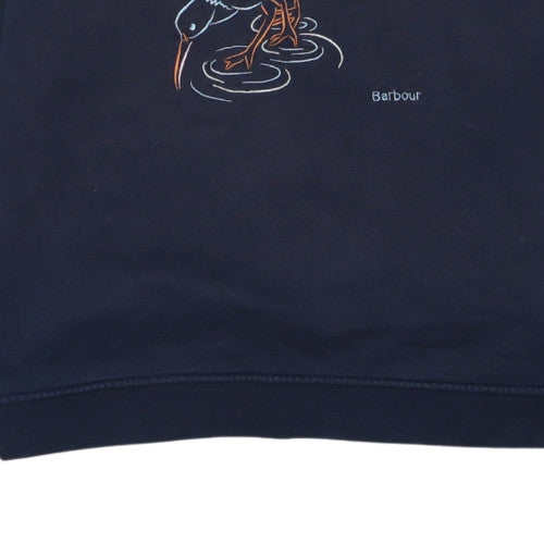 Barbour Womens Navy Blue Sweatshirt Size 12 Cotton Bird Print
