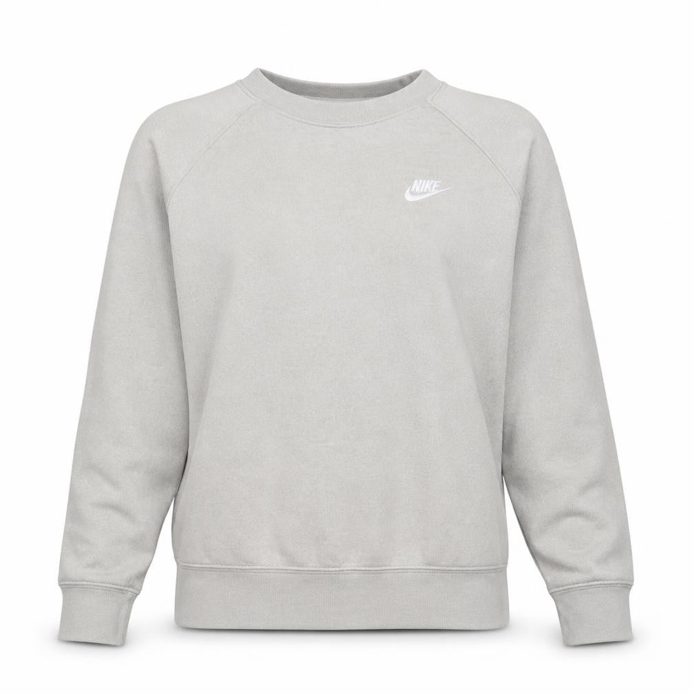 Front view of Nike women’s beige crew neck sweatshirt m - classic casual style