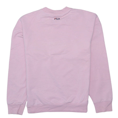 Fila Womens Pink Crew Neck Pullover Sweatshirt Size S Logo Cotton Blend