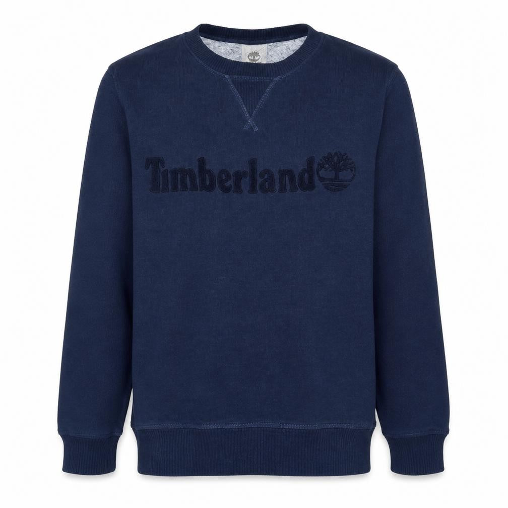 Front view of Timberland Men’s Blue Crew Neck Pullover Sweatshirt, size S