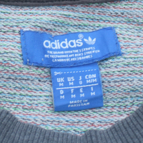 Adidas Mens Grey Pullover Sweatshirt M Crew Neck Logo Sportswear