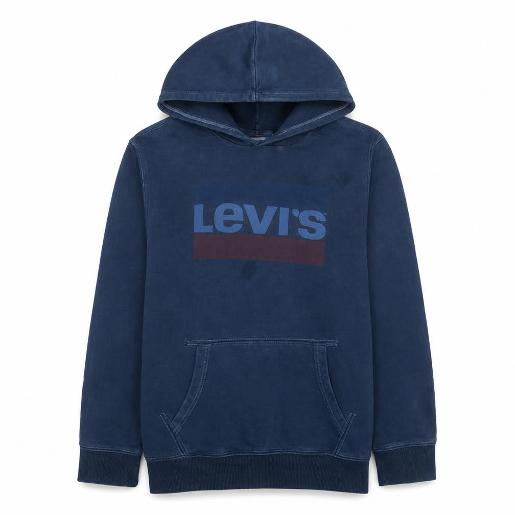 Front view of Levi's Men's Blue Pullover Hoodie XL Classic Logo Cotton Sweatshirt