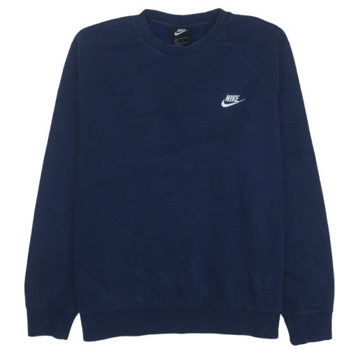 Nike Men's Navy Blue Crew Neck Sweatshirt L Classic Fleece Pullover