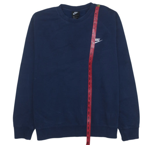 Nike Men's Navy Blue Crew Neck Sweatshirt L Classic Fleece Pullover