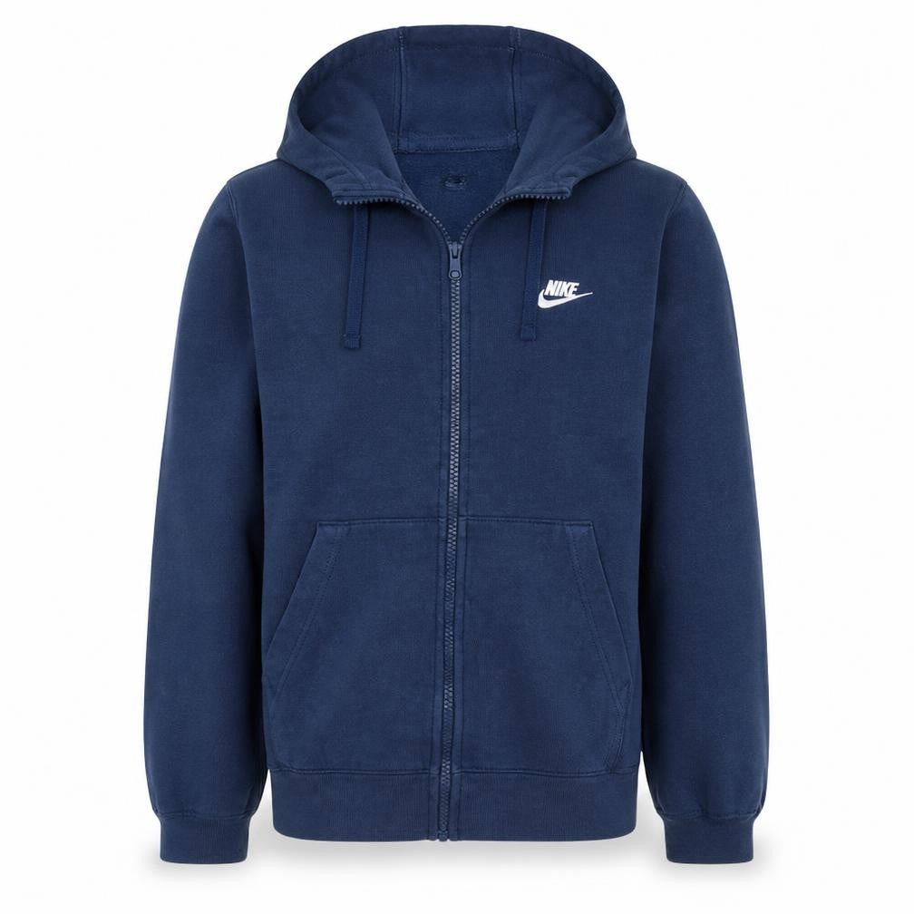 Front view of Nike Men’s Blue Full Zip Hoodie Sweatshirt, size S, Regular Fit