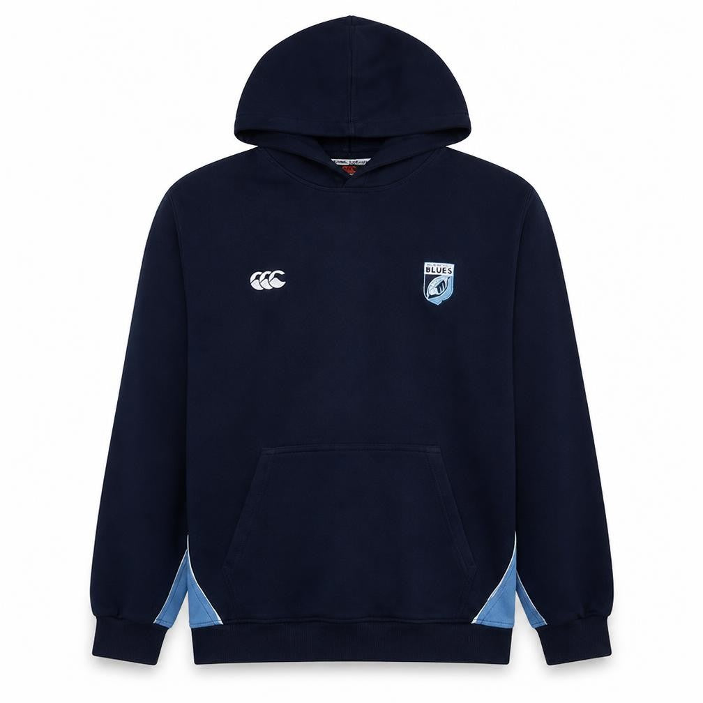 Front view of Canterbury Men's Blue Pullover Rugby Hoodie, size L, Sportswear