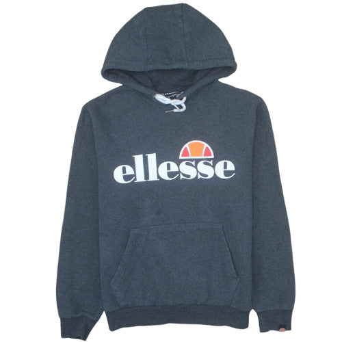 Ellesse Women's Grey Pullover Hoodie UK 10 Cotton Blend Logo Sweatshirt