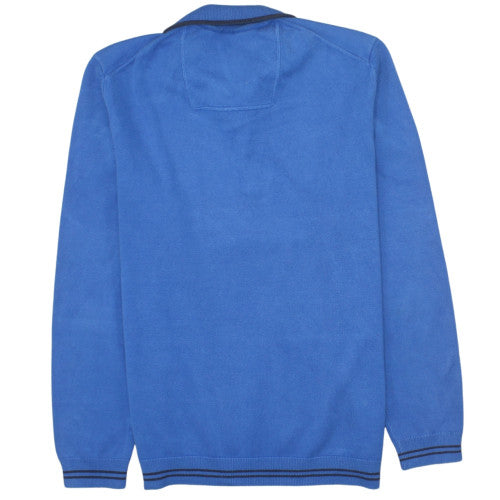 Hugo Boss Men's Blue XL 1/2 Zip Cotton Jumper