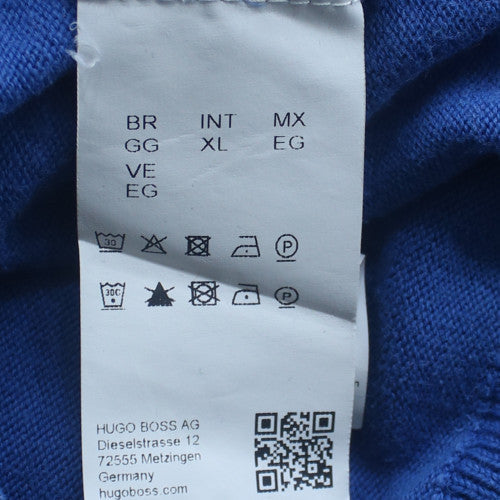 Hugo Boss Men's Blue XL 1/2 Zip Cotton Jumper