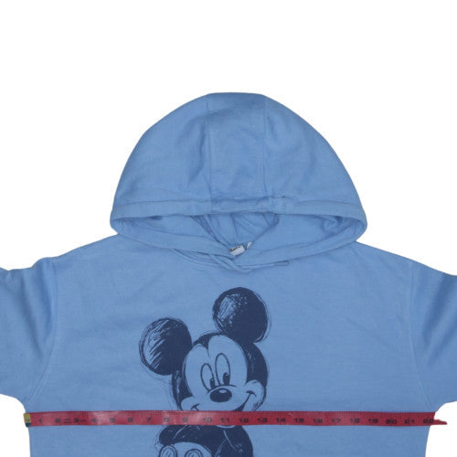 Disney Women Blue Mickey Mouse Pullover Hoodie Size 12 M