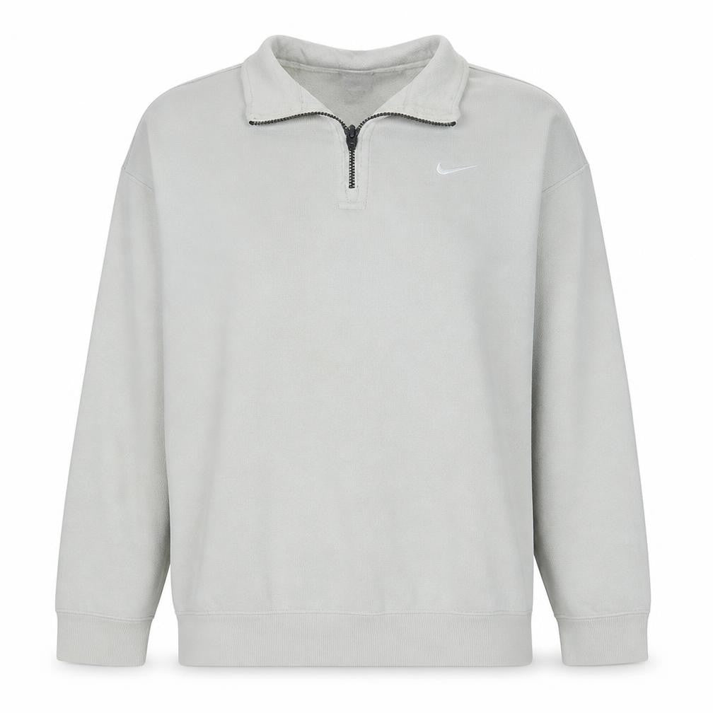 Front view of Nike Women's Beige 1/4 Zip Sweatshirt Medium Fleece Pullover