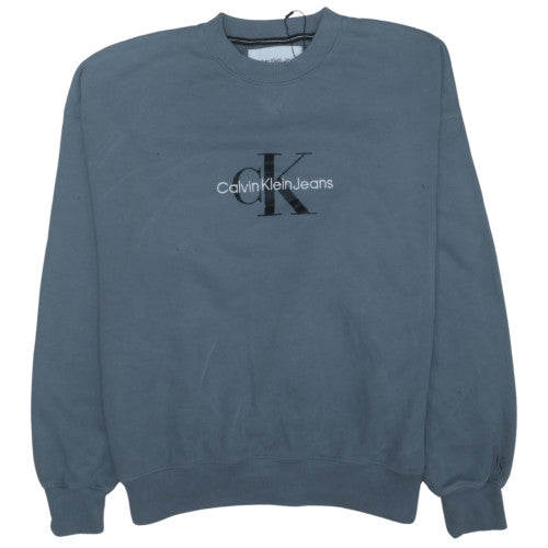 Calvin Klein Jeans Blue Men's L Pullover Sweatshirt Logo Cotton