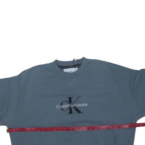 Calvin Klein Jeans Blue Men's L Pullover Sweatshirt Logo Cotton