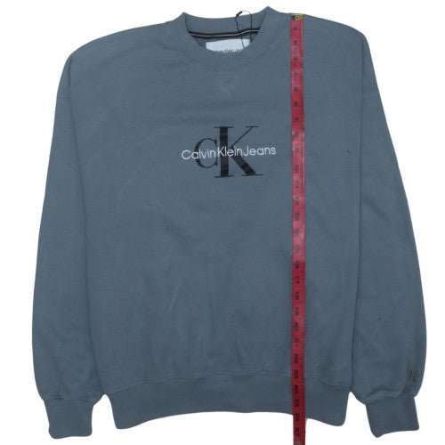 Calvin Klein Jeans Blue Men's L Pullover Sweatshirt Logo Cotton