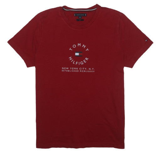 Tommy Hilfiger Men's Red Slim Fit Cotton Crew Neck T-Shirt Size L