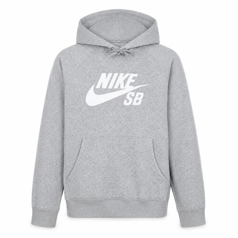 Front view of Nike SB Men's Grey Pullover Hoodie Medium Regular Fit Sports Fleece