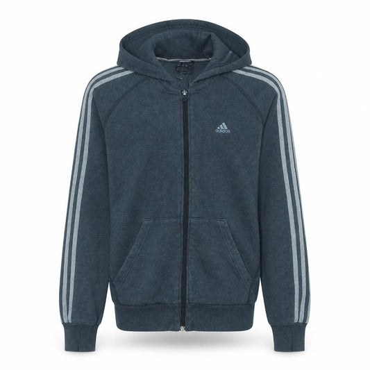 Front view of Adidas Men's Grey Full Zip Hoodie, size S, Sportswear