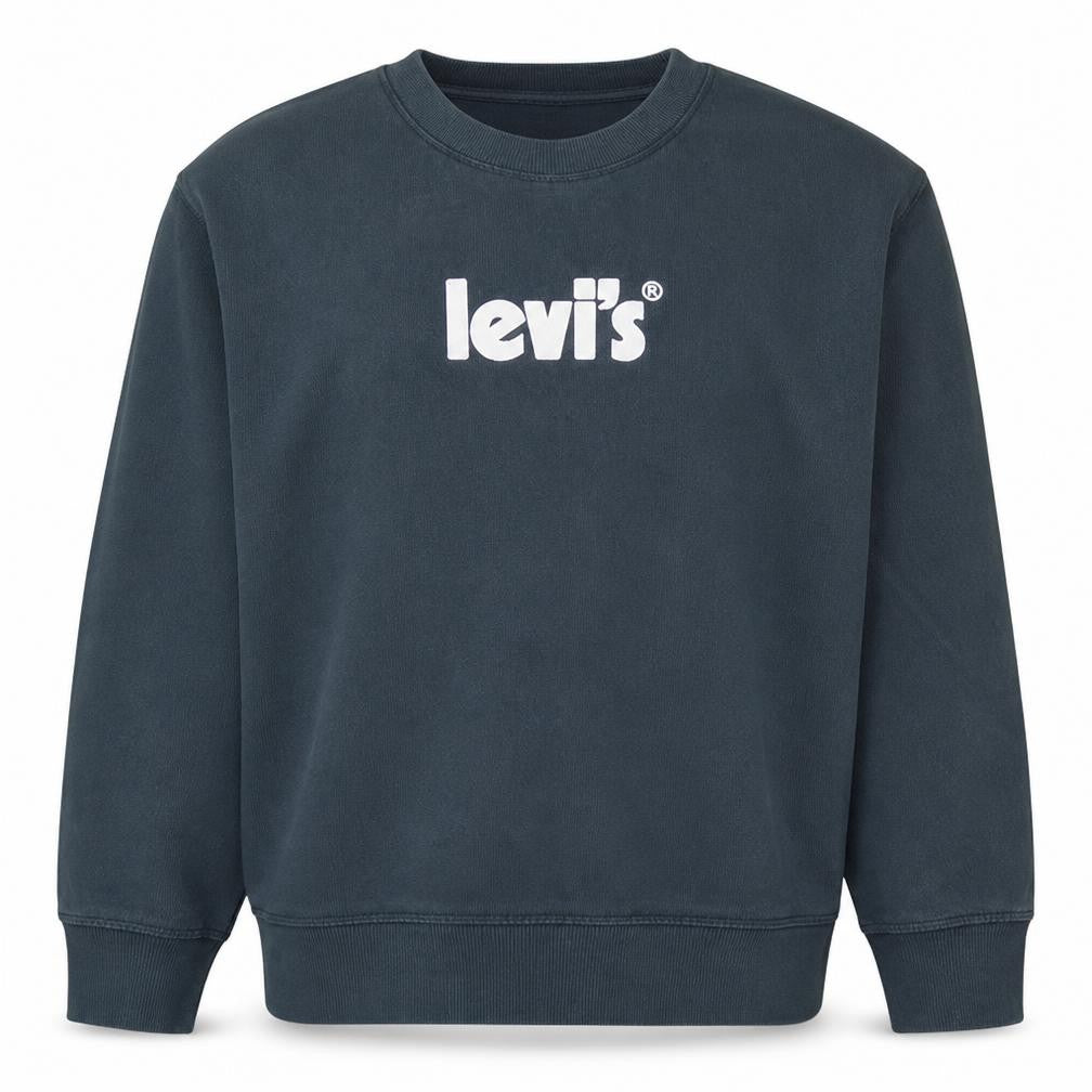 Front view of Levi's Men's Blue Logo Crew Neck Pullover Sweatshirt, size M