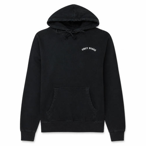 Obey Mens Black Pullover Hoodie L Streetwear Embroidered Logo