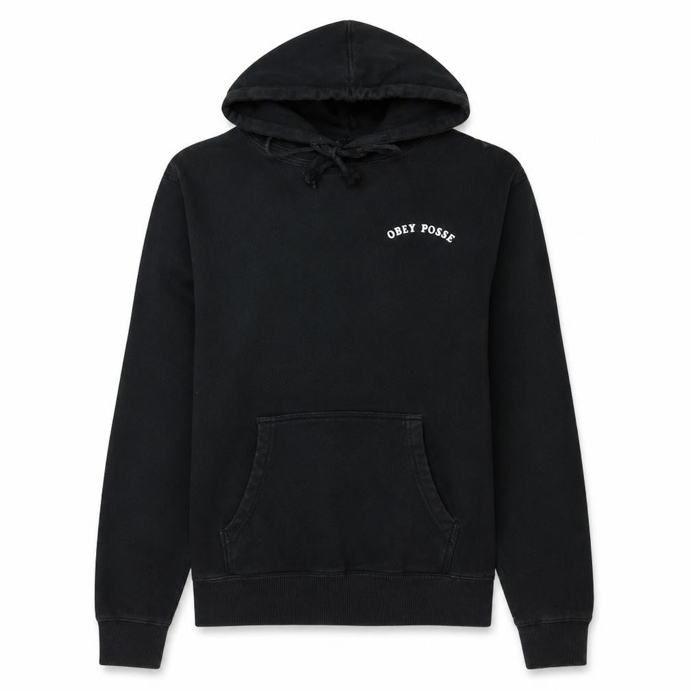 Obey Mens Black Pullover Hoodie L Streetwear Embroidered Logo