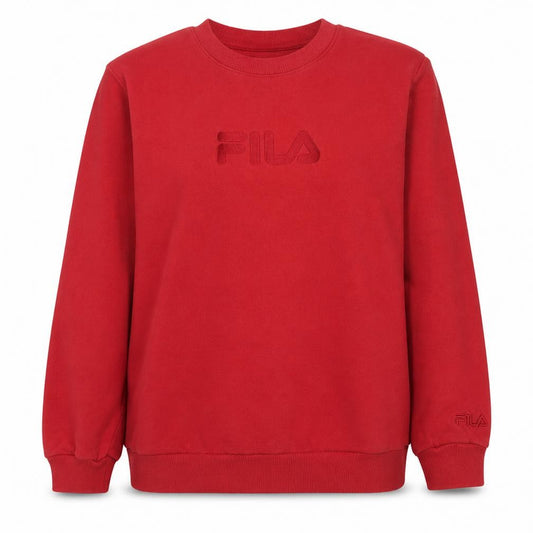 Front view of Fila Women's Red Classic Crew Neck Sweatshirt, size 18, Cotton Blend