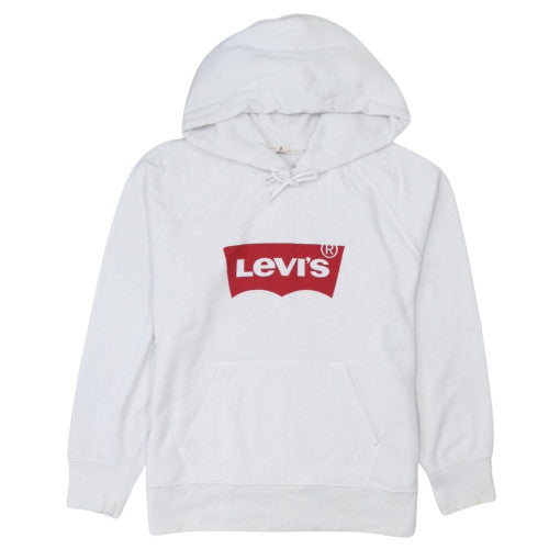 Levi's Womens White Pullover Hoodie Medium Logo Cotton Casual