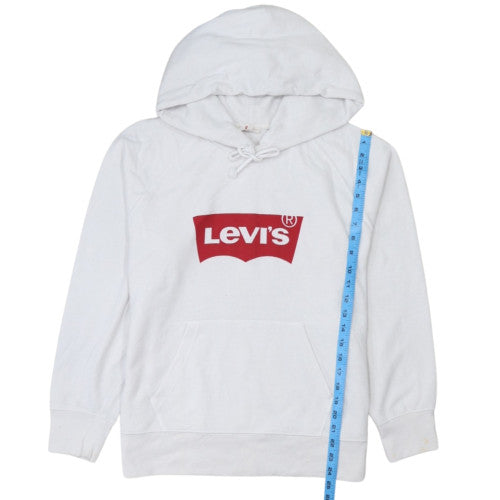 Levi's Womens White Pullover Hoodie Medium Logo Cotton Casual