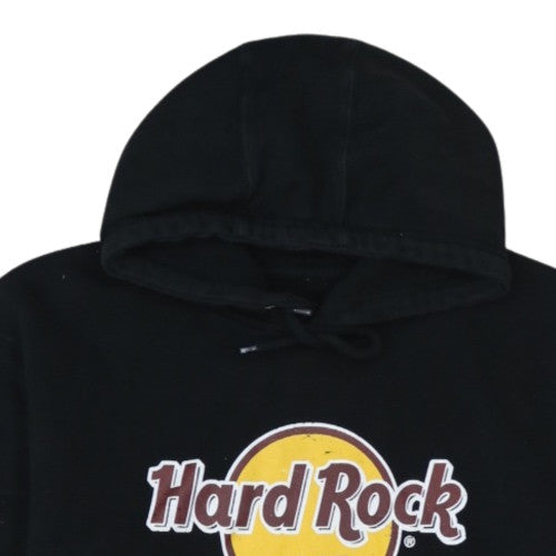 Hard Rock Cafe Men’s Black Pullover Hoodie Large Logo Fleece