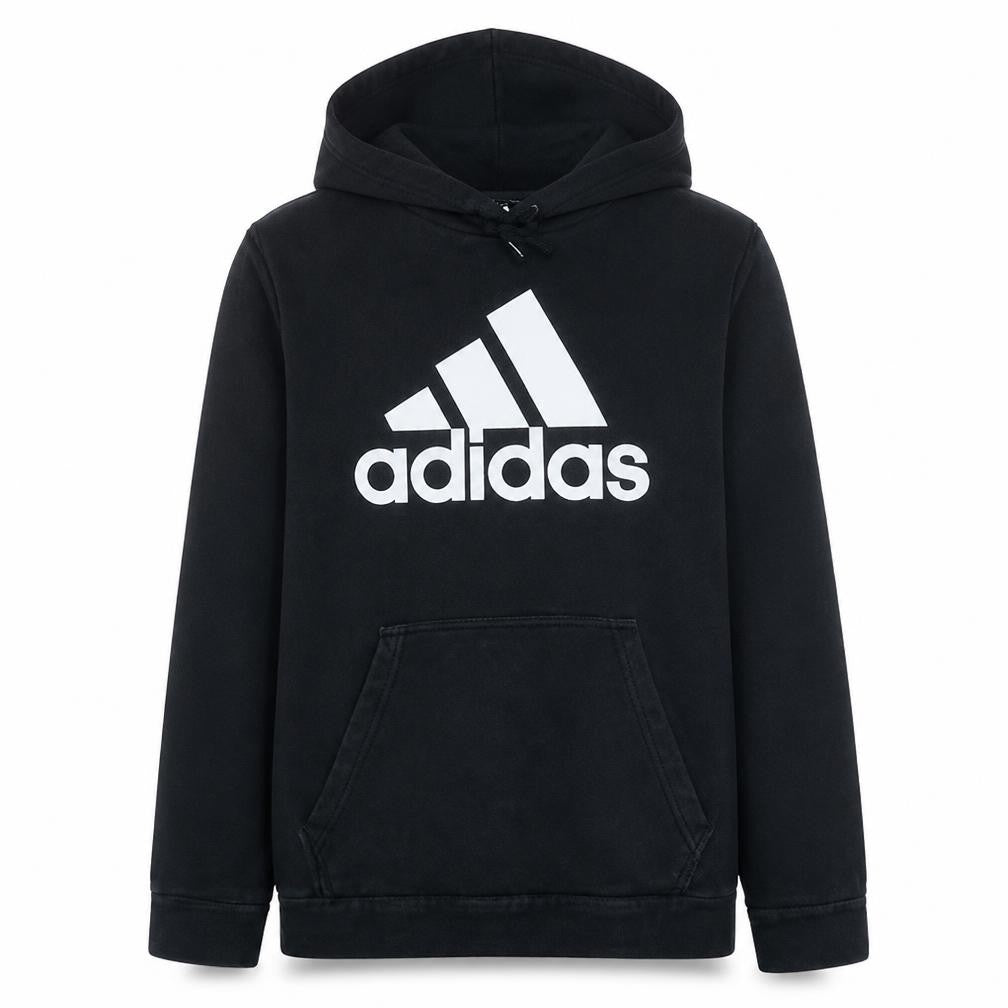Front view of Adidas Women's Black Pullover Hoodie XL Cotton Blend Logo Print