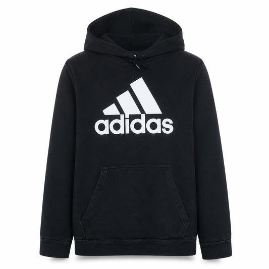 Front view of Adidas Women's Black Pullover Hoodie XL Cotton Blend Logo Print
