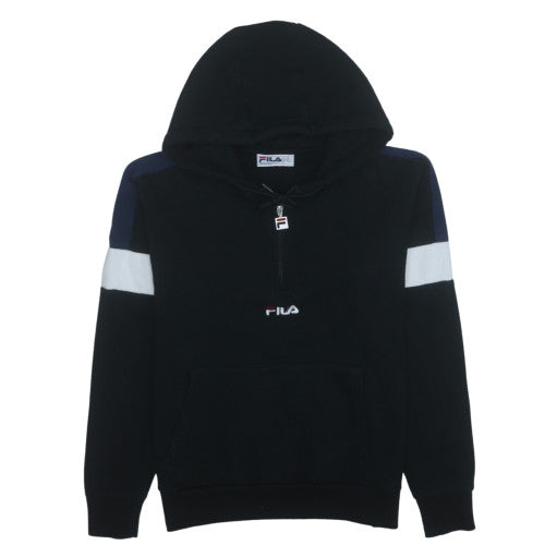 FILA Men's Black M Pullover 1/4 Zip Hoodie Sweatshirt