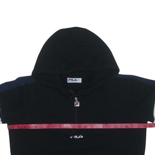 FILA Men's Black M Pullover 1/4 Zip Hoodie Sweatshirt