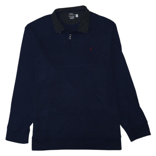 Polo Ralph Lauren Men's Blue XL 1/4 Zip Collared Sweatshirt