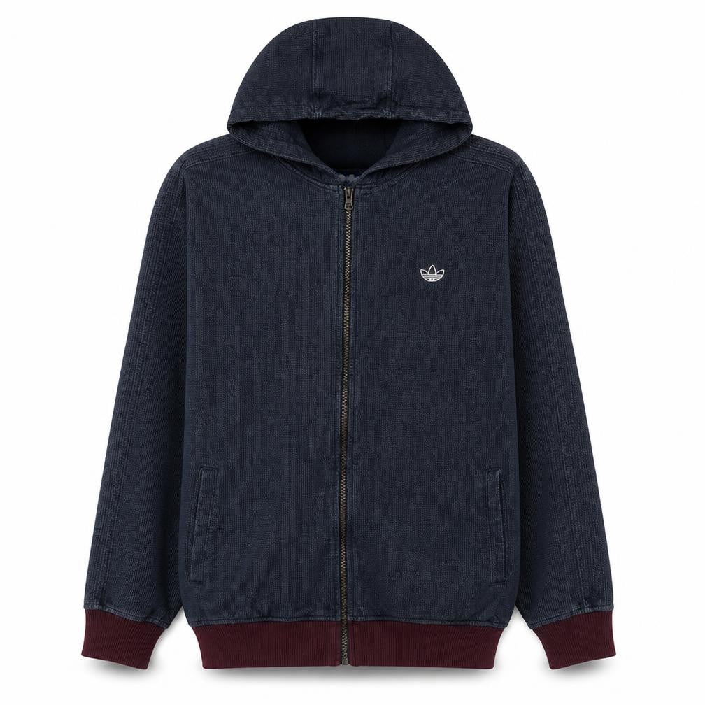 Front view of Adidas Men’s Blue Full Zip Hoodie L Regular Fit Jersey
