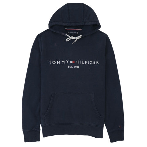 Tommy Hilfiger Men's Blue Pullover Hoodie L Embroidered Logo