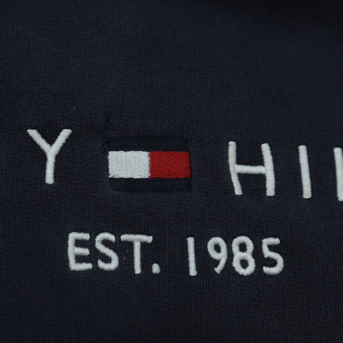 Tommy Hilfiger Men's Blue Pullover Hoodie L Embroidered Logo