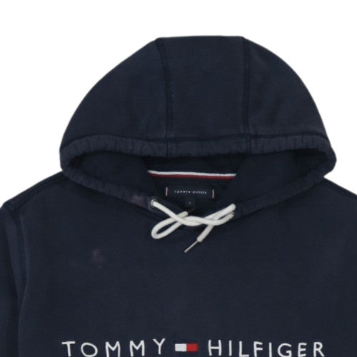 Tommy Hilfiger Men's Blue Pullover Hoodie L Embroidered Logo